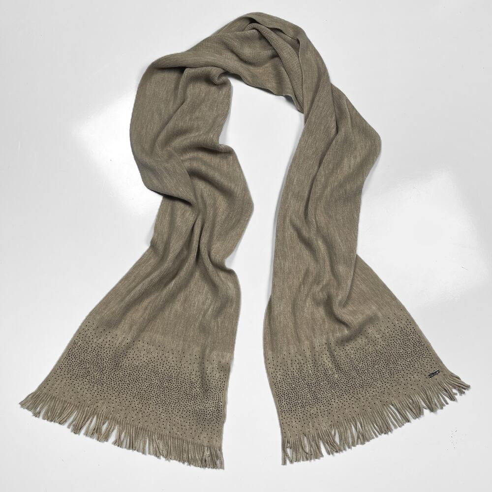 Calvin Klein Shimmery Fringe Knit Scarf Shawl Cold Weather Winter Fall Womens